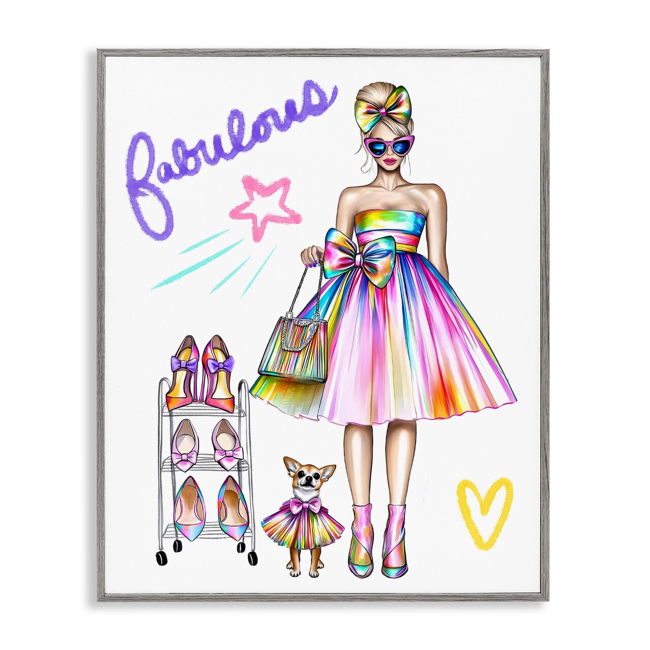 Stupell Industries Fabulous Girl & Dog Framed Giclee, design by Jess Stempel